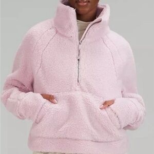NWT Lululemon Scuba Sherpa Fleece Funnel Neck 1/2 Zip Pullover M/L Pink Peony